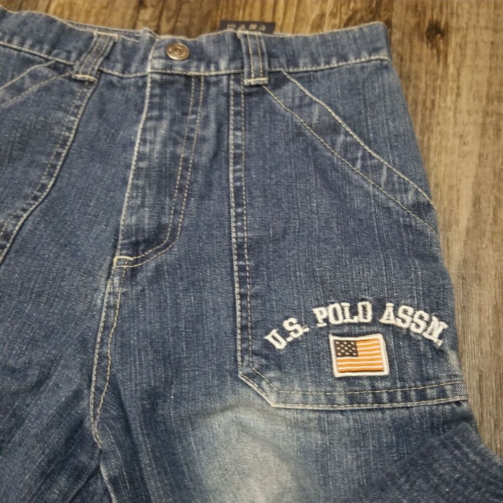 VTG US Polo Assn Jeans Youth Sz 7 Blue Denim Carpenter Baggy Hip Hop Y2K Skater - Picture 6 of 10